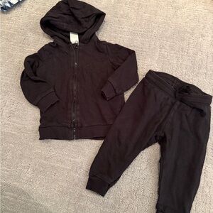 H&M Kids Black Hoodie and Pants Set 6-9M